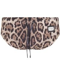 Dolce & Gabbana - Leopard Printed Swim Briefs - Lyst