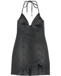 Blumarine - Halter-Neck Frayed Denim Dress - Lyst