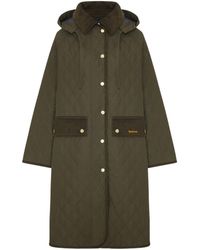 Barbour - Hooded Diamond Quilted Long Coat - Lyst