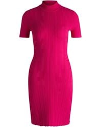 BOSS - Ribbed Knit Midi Dress - Lyst