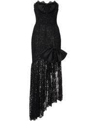 Alessandra Rich - Bow-Detailed Strapless Asymmetric Silk-Lace Dress - Lyst