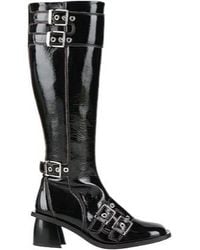 Ganni - Shiny Round-Toe Knee-High Boots - Lyst