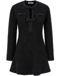 Self-Portrait - Sequin Embellished Knitted Bow Mini Dress - Lyst