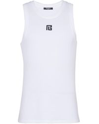 Balmain - Logo Embroidered Tank Top - Lyst