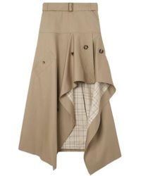 Burberry - Belted Asymmetric Midi Skirt - Lyst