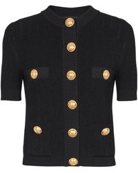 Balmain - Structured Shoulder V-Neck Cardigan - Lyst
