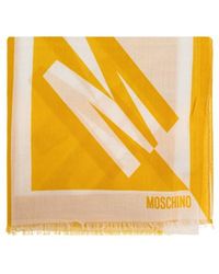Moschino - Logo Printed Raw Edge Scarf - Lyst