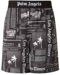 Palm Angels - Newspaper Printed Bermuda Shorts - Lyst