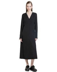 Jil Sander - V-Neck Long-Sleeved Midi Dress - Lyst