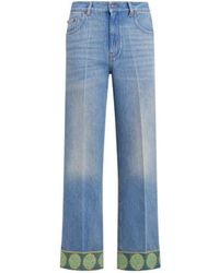 Valentino - Embroidered High Rise Straight Jeans - Lyst
