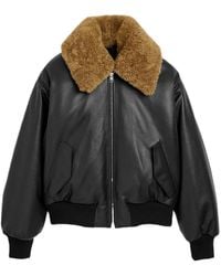 Ami Paris - Ami Shearling Collar Bomber Jacket - Lyst