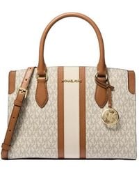 MICHAEL Michael Kors - Becca Medium Signature Logo Stripe Satchel - Lyst
