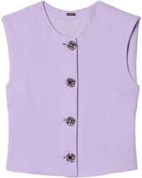 Adam Lippes - Wool Crepe Cropped Waistcoat - Lyst