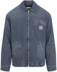 Carhartt - Logo Patch Denim Zip-Up Jacket - Lyst