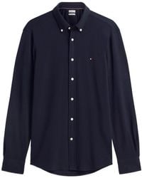 Tommy Hilfiger - Cotton Knitted Long-Sleeve Slim-Fit Shirt - Lyst