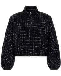 Herno - Grid-Patterned Cropped Zipped Jacket - Lyst