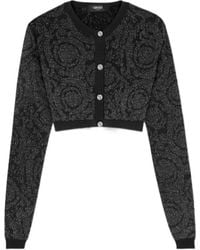 Versace - Barocco Button-Up Cropped Cardigan - Lyst