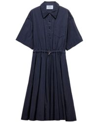 Prada - Short-Sleeved Technical Pongé Dress - Lyst