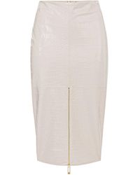 Elisabetta Franchi - Crocodile-Print Texture Zip-Front Skirt - Lyst