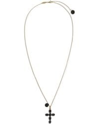 Dolce & Gabbana - 18Kt Devotion Cross Sapphire And Jade Necklace - Lyst