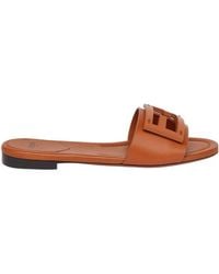 Fendi - Ff Logo Plaque Open Toe Sandals - Lyst