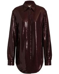 Alberta Ferretti - Sequined Long-Sleeve Shirt - Lyst