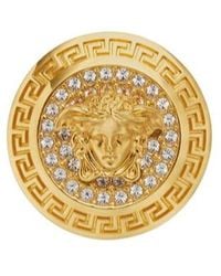 Versace - Logo-Engraved Embellished Ring - Lyst