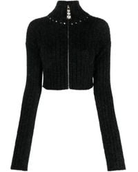 Alessandra Rich - Zip-Up Rib-Knit Cardigan - Lyst