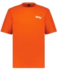 BOSS - T-Shirt With Round Neck And Short Sleeves - Lyst