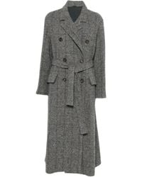 Brunello Cucinelli - Check-Pattern Double-Breasted Coat - Lyst