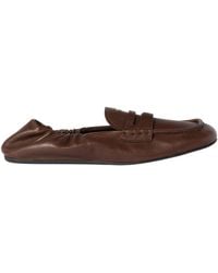 Miu Miu - Embossed-Logo Square Toe Loafers - Lyst