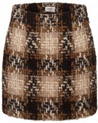 Saint Laurent - Checked Tweed Mini Skirt - Lyst