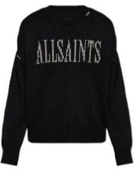 AllSaints - Crossed Logo Knitted Sweater - Lyst