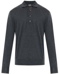 Eleventy - Long Sleeve Knit Polo Shirt - Lyst