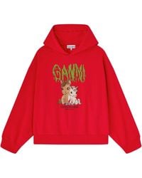 Ganni - Graphic Cropped Hoodie - Lyst