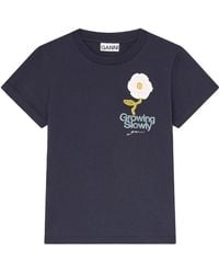 Ganni - Crochet Flower Baby Fit T-Shirt - Lyst