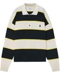 McQueen - Skull Embroidered Knitted Striped Polo Shirt - Lyst