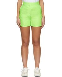 MSGM - Green Viscose Shorts - Lyst