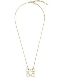 Ferragamo - Crystal Embellished Four Gancini Pendant Necklace - Lyst
