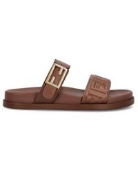 Fendi - Feel Ff Embossed Double Band Sandals - Lyst