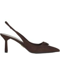 Prada - Slingback Suede Heeled Pumps - Lyst