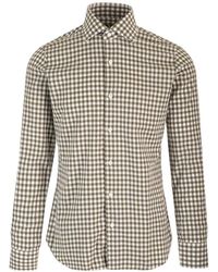 Barba Napoli - Curved Hem Checked Shirt - Lyst