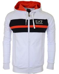 EA7 - Logo Printed Hooded Casual Jacket - Lyst
