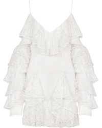 Balmain - Flowing Dress With Lace Ruffles - Lyst