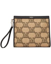 Max Mara Opice Logo Patch Clutch Bag in Brown | Lyst