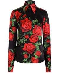 Dolce & Gabbana - Rose Printed Satin Shirt - Lyst