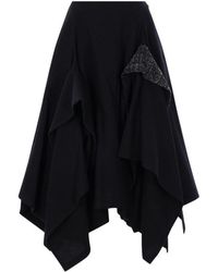 Yohji Yamamoto - Asymmetric Hem Midi Skirt - Lyst