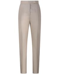 Max Mara - Turbigo Pleat Detailed Straight Leg Trousers - Lyst