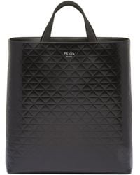 Prada - Embossed-Printed Top Handle Bag - Lyst