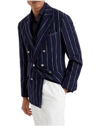 Brunello Cucinelli - Striped Double-Breasted Blazer - Lyst